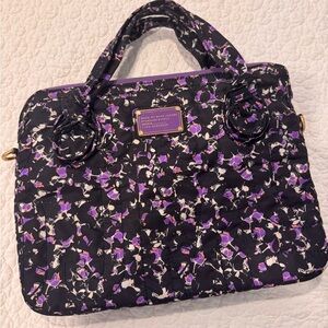 Marc Jacobs Black and Purple Laptop Case Floral Design